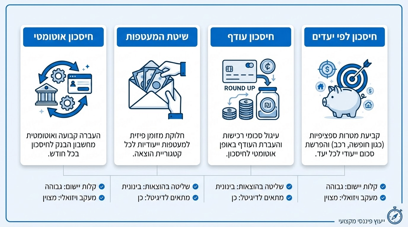 טבלת השוואה בין שיטות חיסכון שונות למשפחות ישראליות