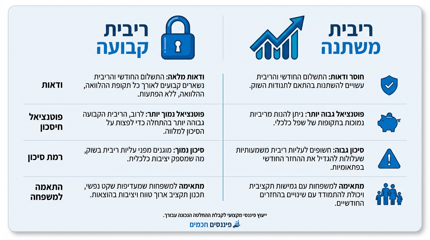 השוואה ויזואלית בין סוגי הלוואות שונים בישראל