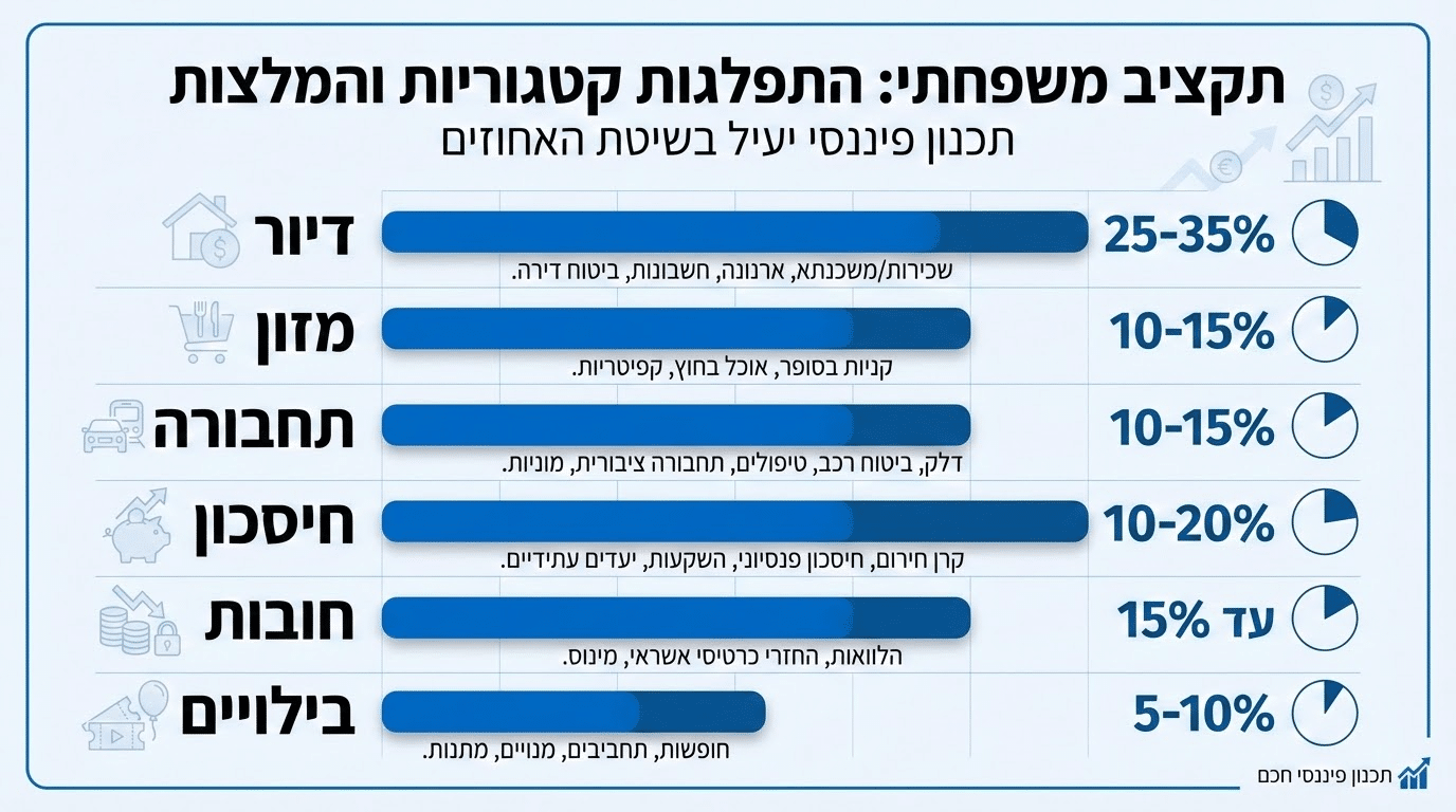 תרשים המציג חלוקת הוצאות הוגנת בין בני זוג עם פערי הכנסה
