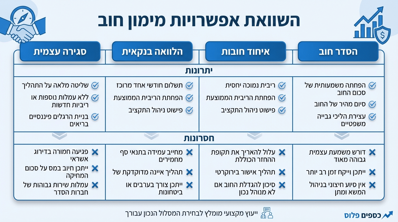 השוואה בין אפשרויות מימון שונות לסגירת חוב בכרטיס אשראי