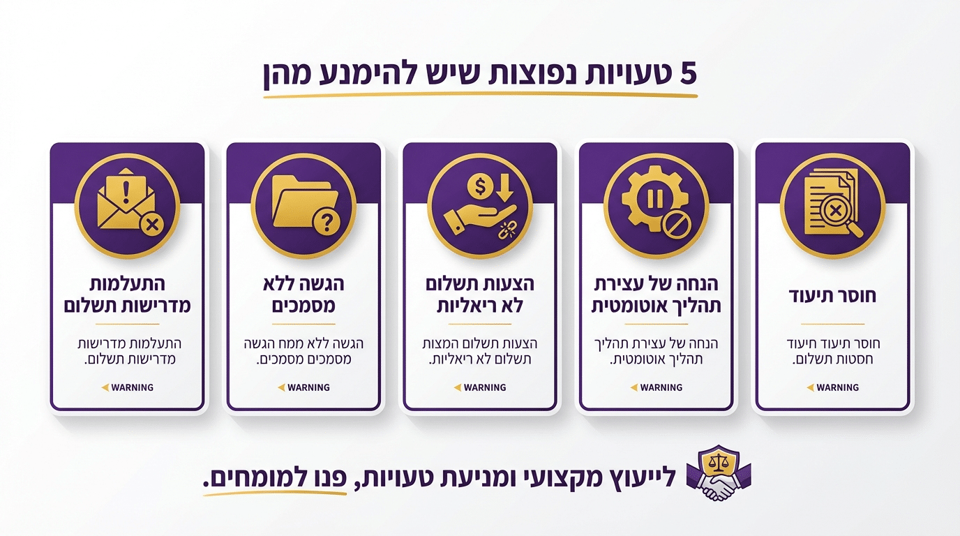 חמש טעויות נפוצות בטיפול בחוב למס הכנסה שחשוב להימנע מהן