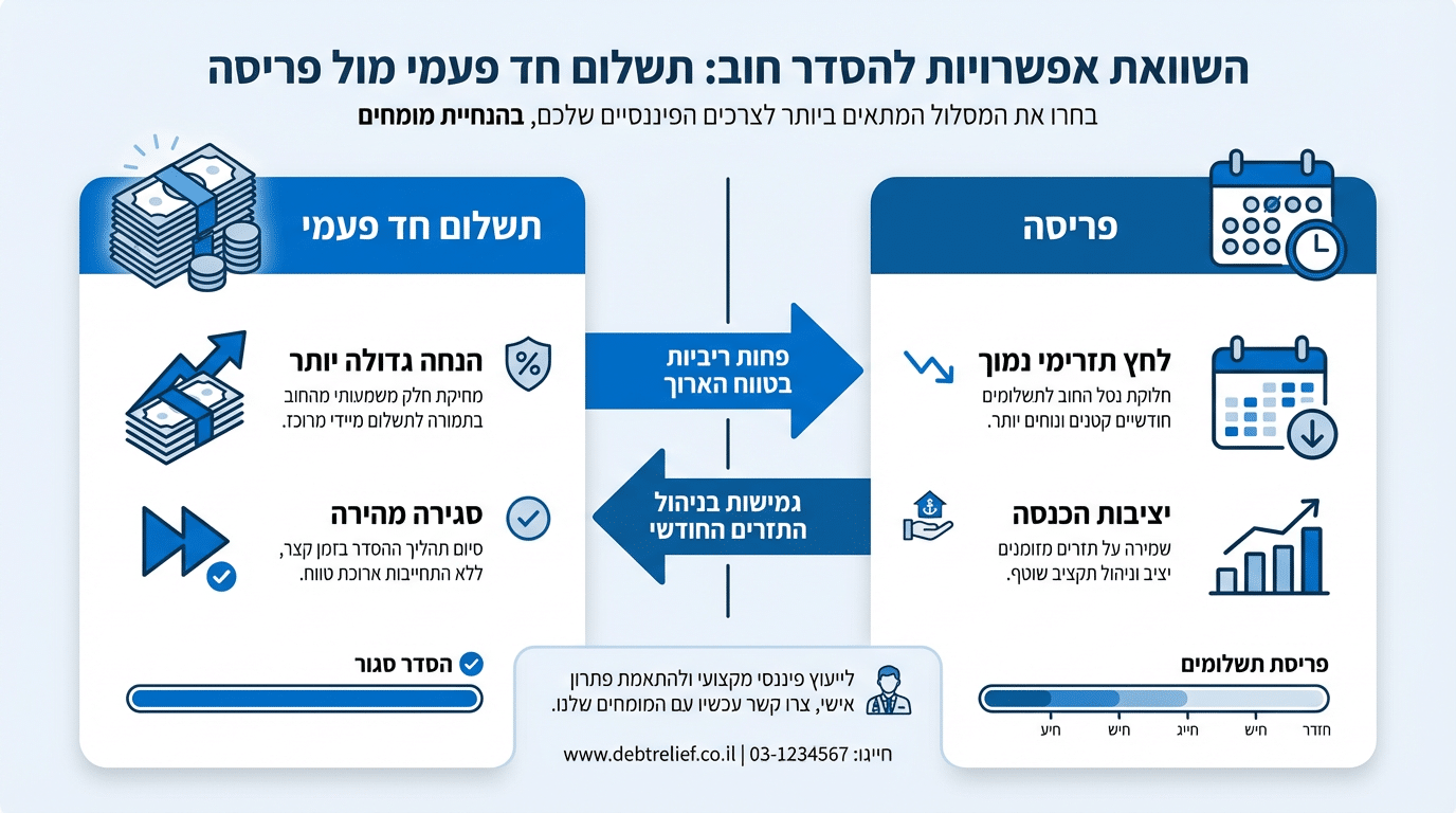 חישוב יכולת החזר - תשלום חד פעמי או פריסה
