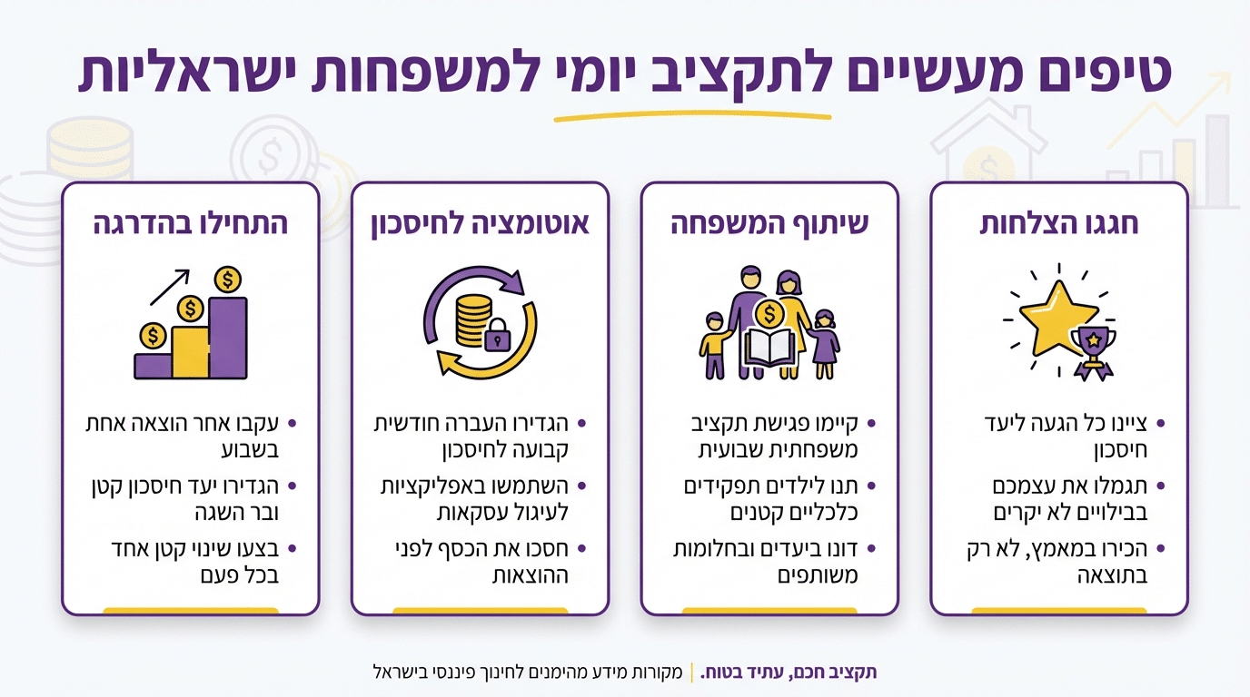 טיפים מעשיים ליישום יומיומי של כלל 50-30-20 בתקציב המשפחתי