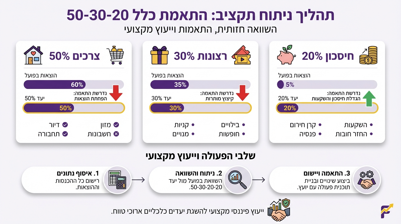 ניתוח והתאמת רצונות בתקציב המשפחתי לפי כלל 50-30-20