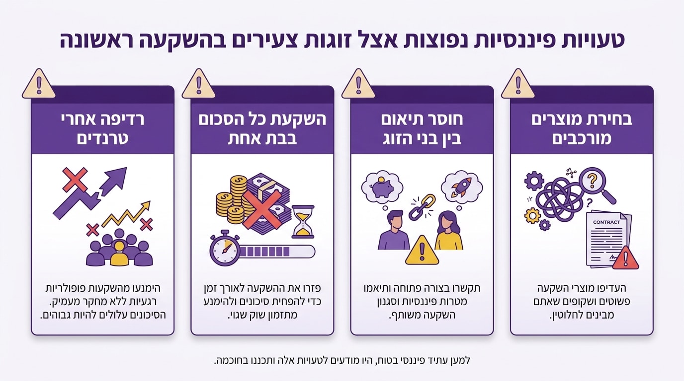 טעויות נפוצות של זוגות צעירים בהשקעות - איך להימנע מהמלכודות הכי גדולות