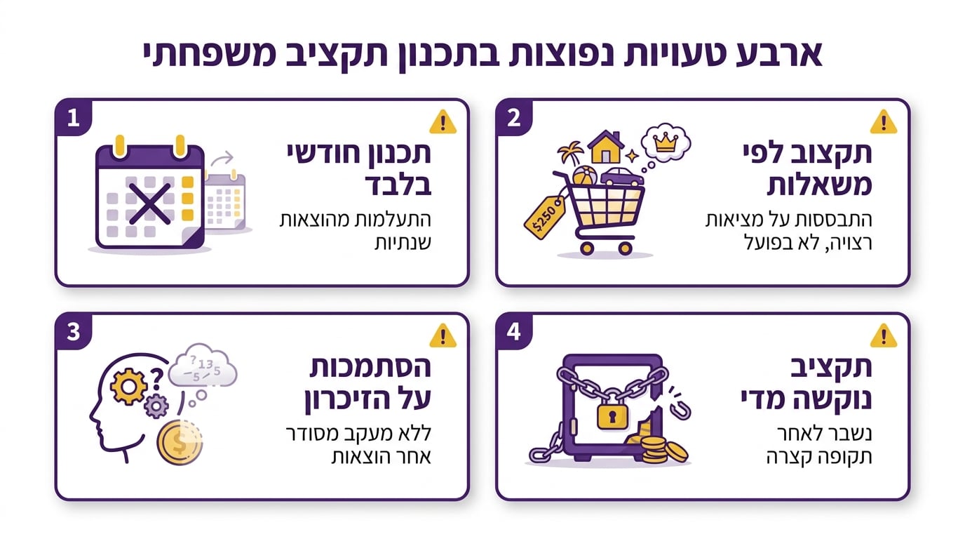 טעויות נפוצות בבניית תקציב משפחתי עם שלושה ילדים ואיך להימנע מהן